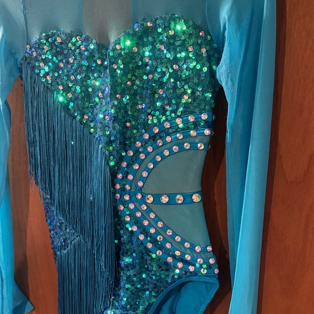 Sparkling Blue Sequin Small Adult Costume - Picture 2 of 5